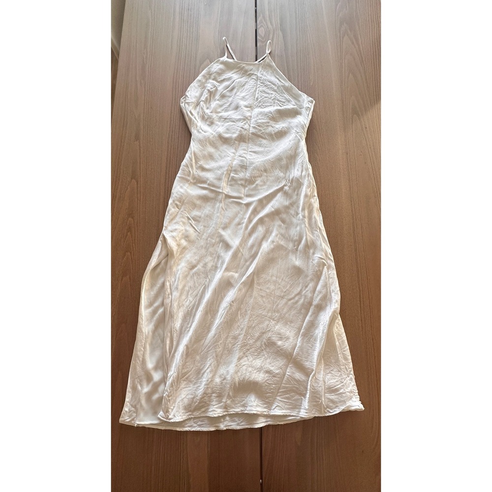 Bardot White Satin Halter Cowl Back Midi Dress Bridal US 12 XXL